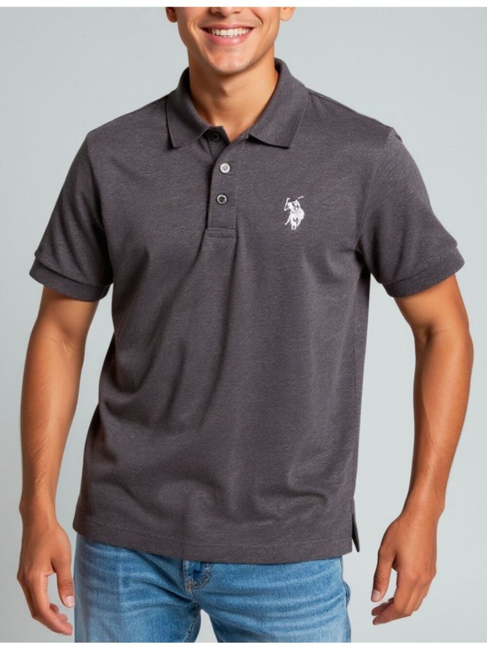 U.S. Polo Assn Boys Gray Short Sleeve Polo Shirt With Embroidered Logo - Picture 3 of 8
